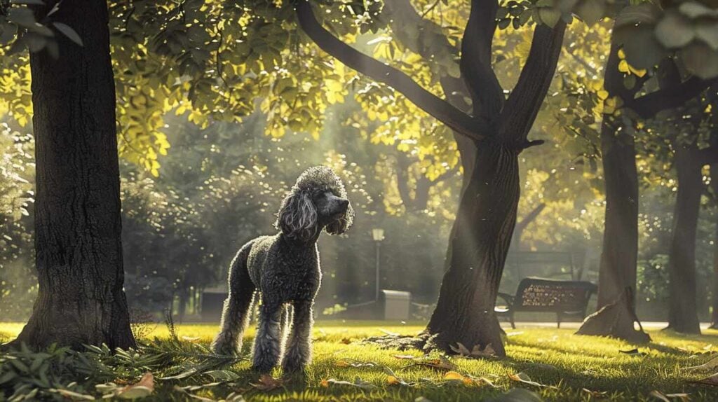 Poodle elgante con perro rizado